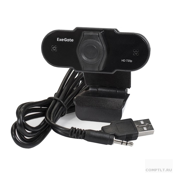 Exegate EX287386RUS Веб-камера ExeGate BlackView C525 HD Tripod матрица 1/3" 1,3 Мп, 1280х720, 720P, 30fps, 4-линзовый объектив, USB35mm Jack, фиксированный фокус, микрофон с шумоподавлением