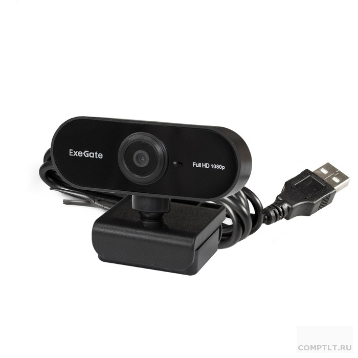 Exegate EX287379RUS Веб-камера ExeGate Stream C925 FullHD T-Tripod матрица 1/3" 2 Мп, 1920х1080, 1080P, 30fps, 4-линзовый объектив, шторка, фиксированный фокус, USB, микрофон с шумоподавлением, повор