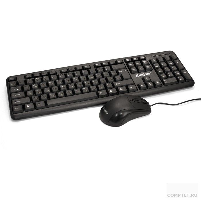 Exegate EX286204RUS Комплект ExeGate Professional Standard Combo MK120 клавиатура влагозащищенная 104кл. мышь оптическая 1000dpi,3 кнопки и колесо прокрутки USB,длина кабелей 1,5м,черный,ColorBox