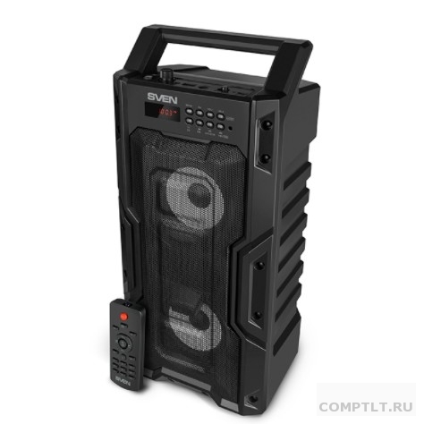 SVEN PS-435, черный, акустическая система 2.0, мощность 2x10 Вт RMS, TWS, Bluetooth, FM, USB, microSD, LED-дисплей, ПДУ, встроенный аккумулятор
