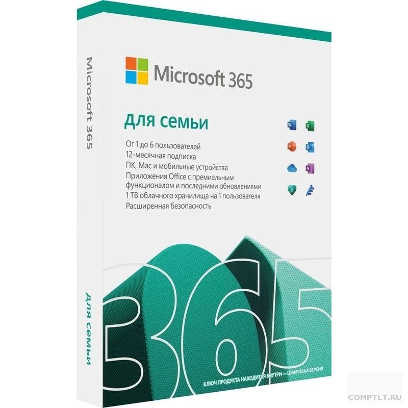 6GQ-01599 Лицензия FPP Microsoft 365 Family Russian Mac/Win Subscription 1 Year P8 6GQ-01599 MICROSOFT