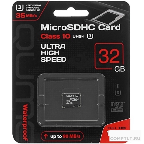 Micro SecureDigital 32Gb QUMO QM32GMICSDHC10U3NA MicroSDHC Class 10 UHS-I