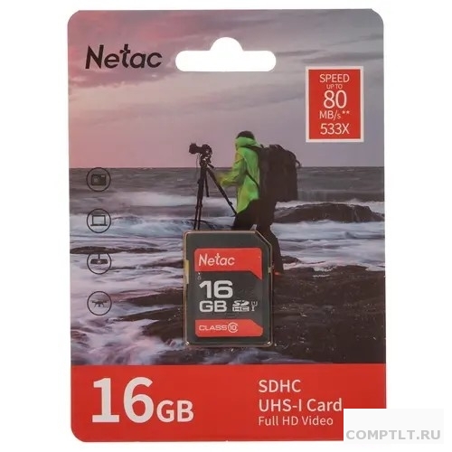 SecureDigital 16GB Netac P600 SDHC U1/C10 up to 80MB/s, retail pack NT02P600STN-016G-R