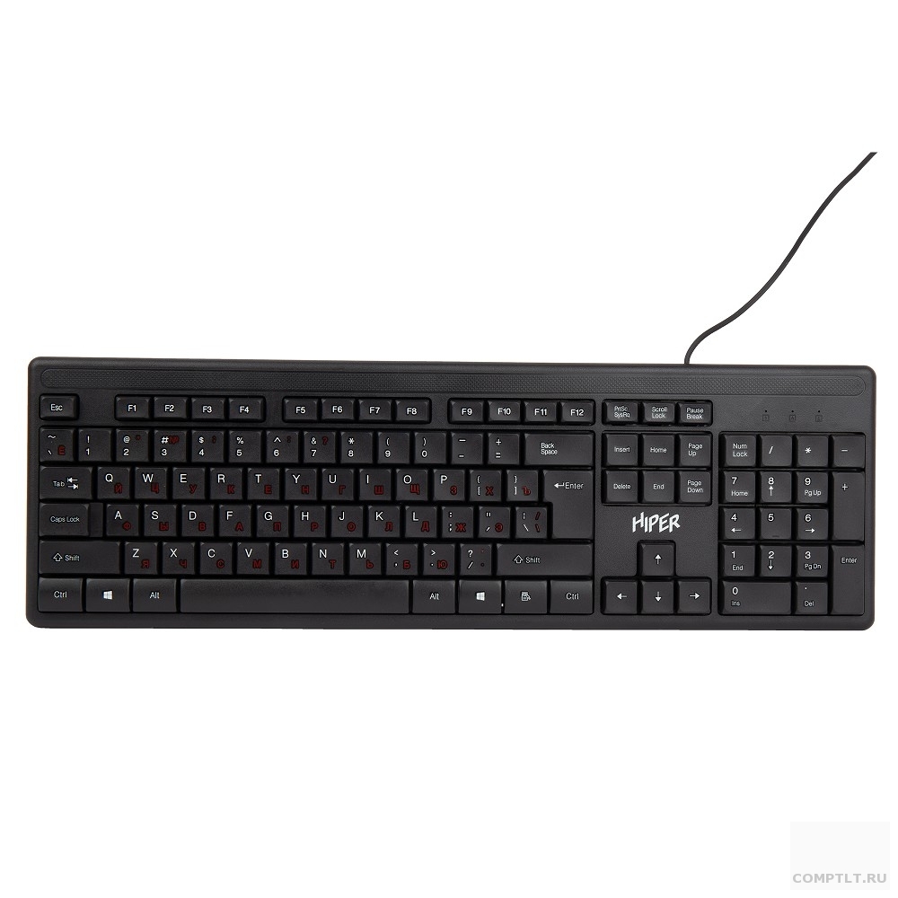 Проводная клавиатура HIPER OK-1100 Мебранная, 104к, кабель 1.5м, USB
