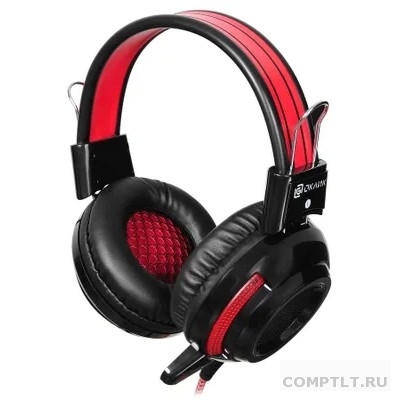 Наушники с микрофоном Оклик HS-G300 ARMAGEDDON черный/красный 2.3м мониторные оголовье 337457